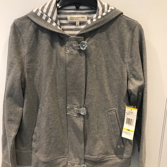 Jones New York Sport Petite Grey Heath Hoodie - Picture 1 of 6